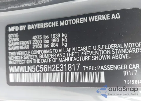 2017 Mini Clubman Cooper from USA, damaged, VIN WMWLN5C56H2E31817